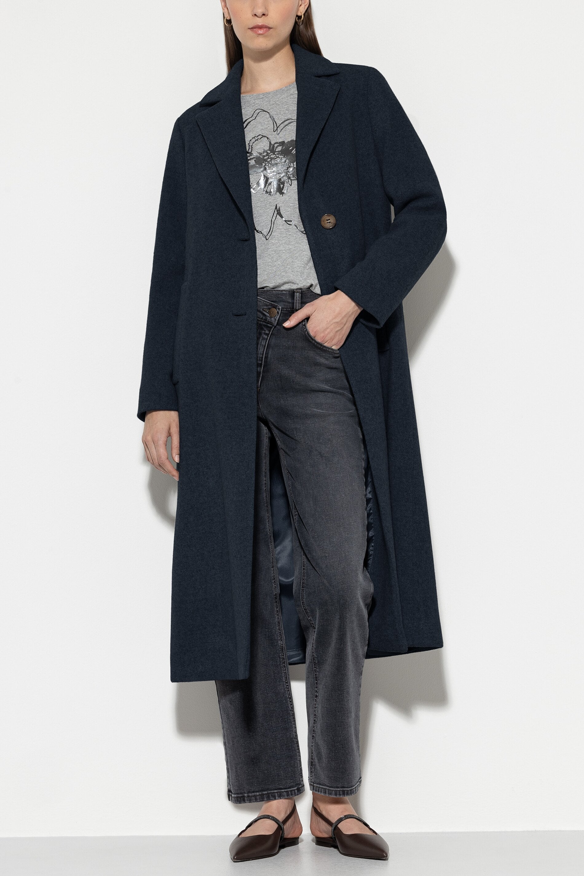 Manteau blazer en laine mélangée