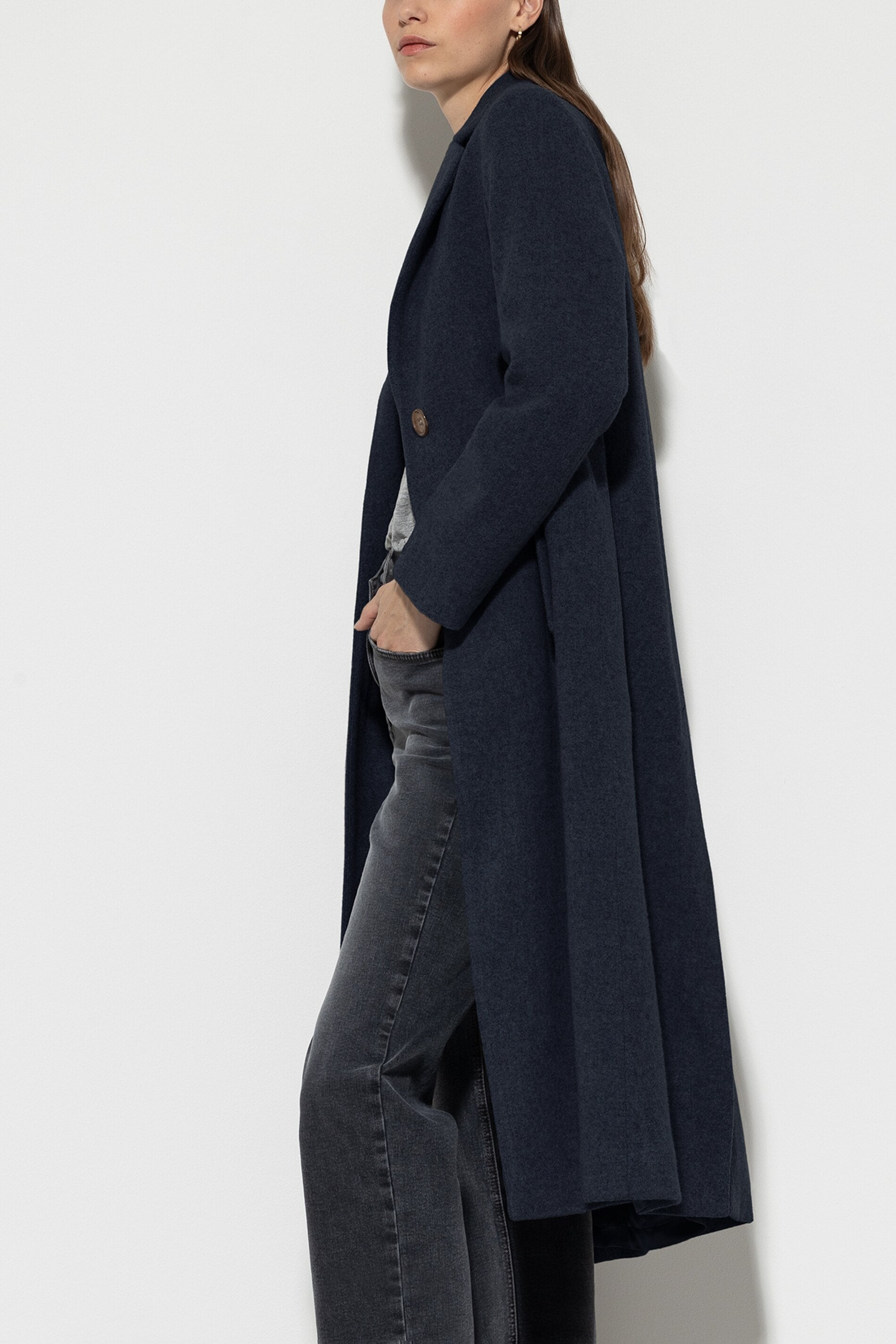 Manteau blazer en laine mélangée