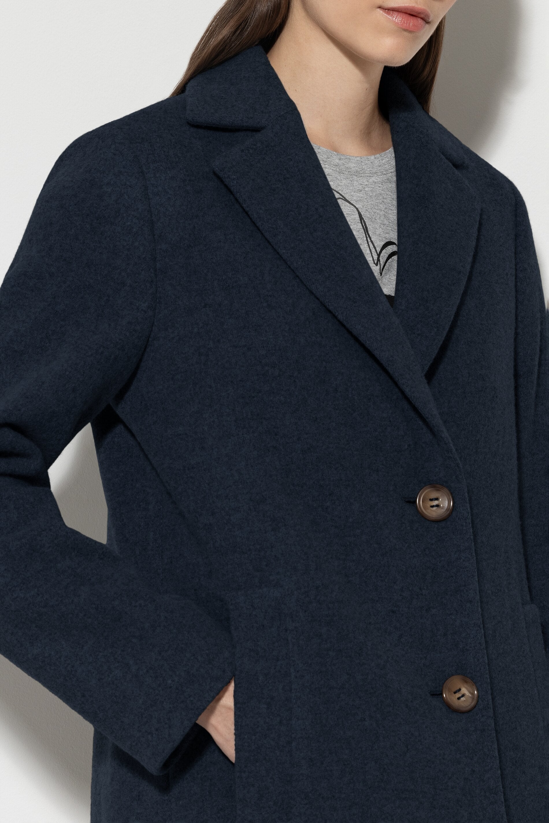 Manteau blazer en laine mélangée