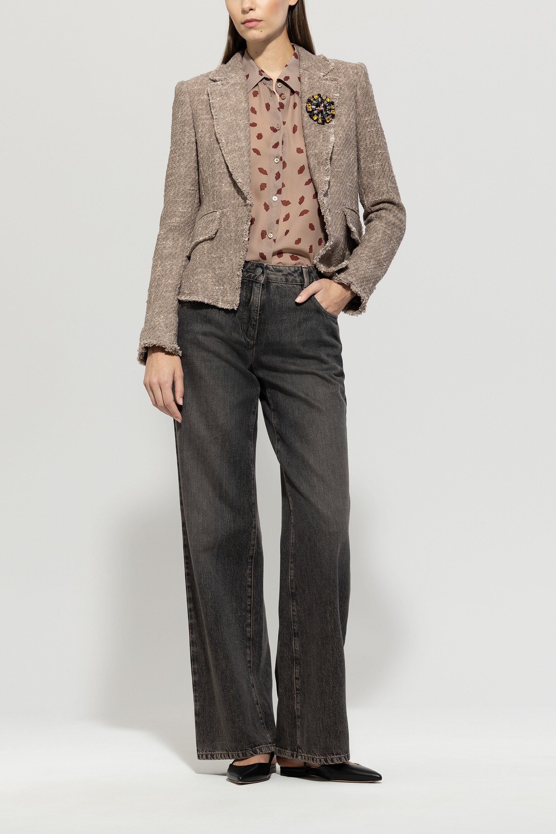 Luisa Cerano Long-Blazer outlet braun Casual-Look