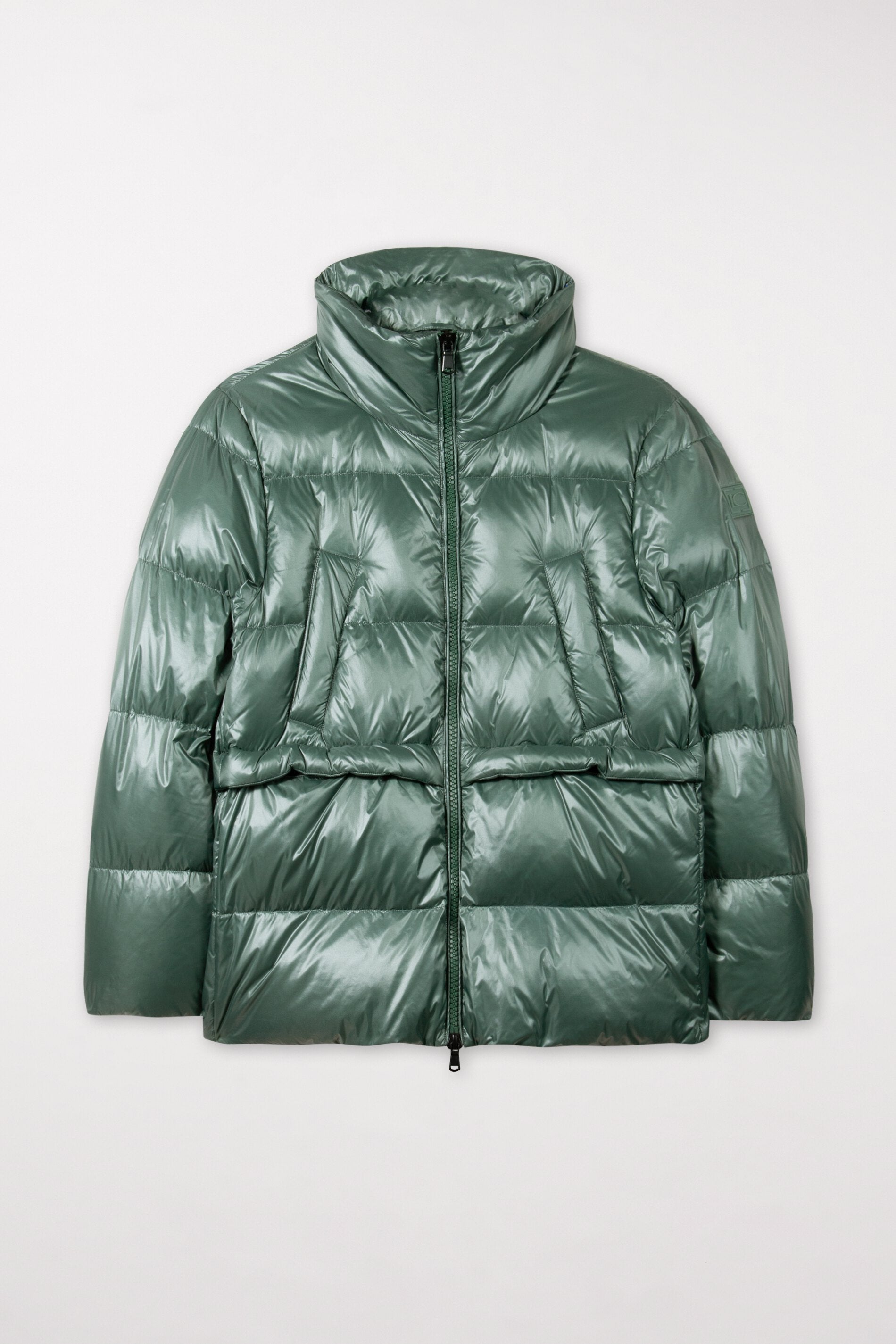 Down jacket with stand-up collar